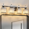 FDPBY Vanity Lights 4-Light Modern Crystal Vanity Light Plating Black Bathroom Light Fixtures Over Mirror Crystal Bathroom Vanity Lighting Fixtures
