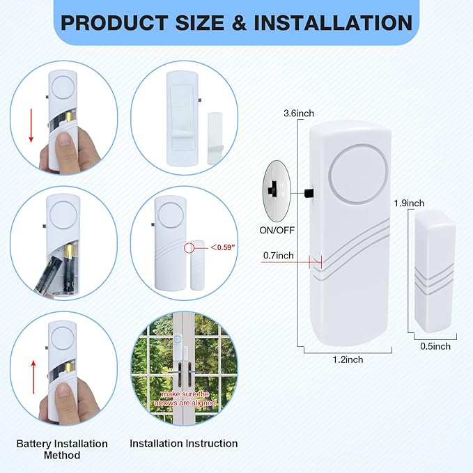 Door Window Alarm, 90DB Door Alarms for Kids Safety, Wireless Sensor Door Window Burglar Alarm-Window Pool Alarms for Home Office House, 20 Pack (9 Pack)