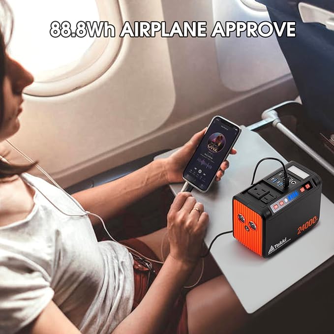 Takki 88.8Wh Portable Power Station Lithium Battery Small Generator Power Bank with 110V AC Outlet Battery Backup for Camping Home Use Emergency(Solar Panel Optional)