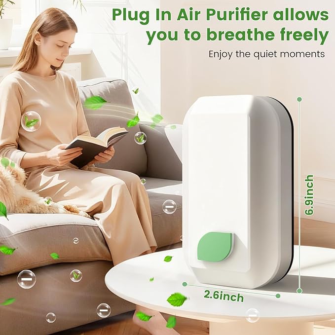 PVACG 6Pack Plug In Ionic Air Purifier,Negative Ion Air Purifier for Home Portable Plug-In Air Ionizers for Smoke, Pets Smell Quiet Mini Air Freshener for Home, Bedroom, Office, Living Room (6)