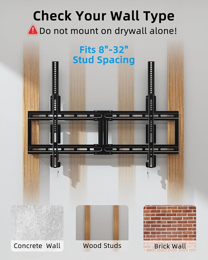 HOME VISION Ultra Slim Fixed TV Wall Mount Bracket for 42-100 Inch Flat/Curved Screens, Max VESA 800x600mm, 200lbs Capacity, 0.86" Low Profile, Universal, Heavy Duty, HV8802