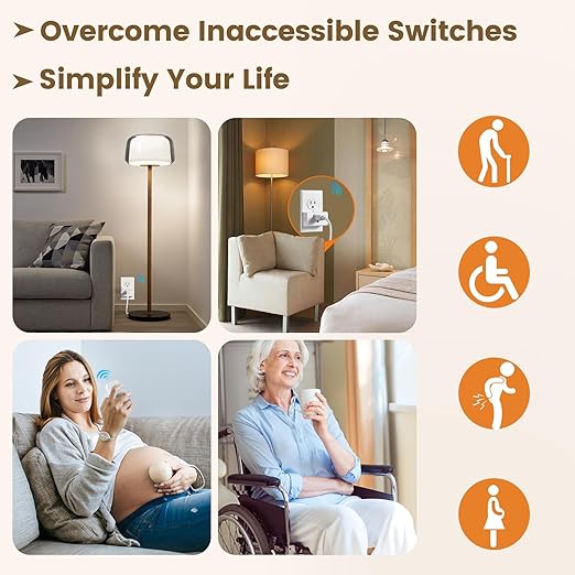SURAIELEC Remote Control Outlet, Wireless Light Switch - Keychain Remote, 15 AMP, 100FT Range, No Interference, Remote Light Switch Kit for Lamp, Fan, Christmas Tree Light, Household Appliance
