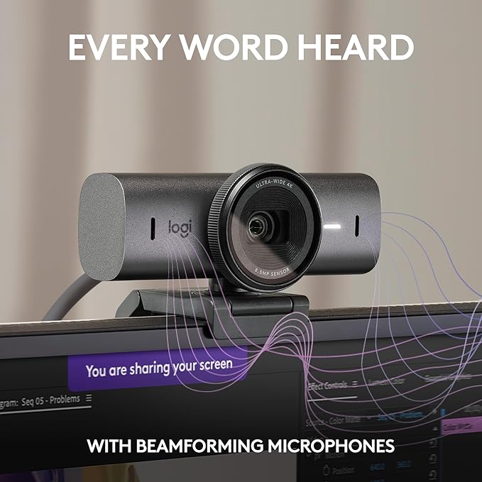 Logitech MX Brio Ultra HD 4K Collaboration, Streaming Webcam, 1080p at 60 FPS, Show Mode, Works with Microsoft Teams, Zoom, Google Meet, Nintendo Switch 2 New GameChat Mode - Graphite