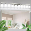 DIKAIDA 10-Light Bathroom Vanity Light Brushed Nickel,64.5in Vanity Lights with White Frosted Glass,Modern Bathroom Wall Lights Fixtures Over Mirror,Wall Sconces Lighting for Bedroom Living Room,E26