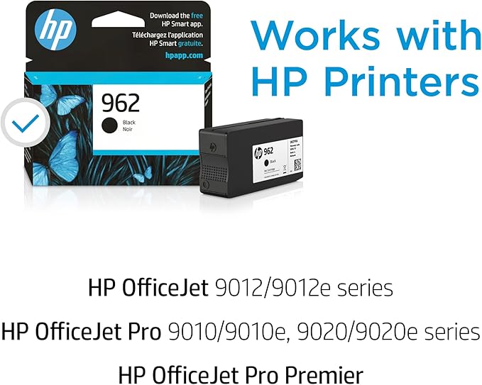 HP 962 Black Ink Cartridge | Works with OfficeJet 9010, Pro 9020 | Eligible for Instant Ink | 3HZ99AN