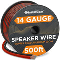 InstallGear 14 Gauge Speaker Wire 500 ft - CCA Cable for Car Audio and Home Theater - Soft Touch PVC Jacket - Easy Polarity ID - Surround Sound and Stereo Use - Black and Red