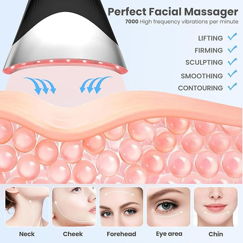 7-in-1 LED Neck Beauty Device, Facial Sculpting Tool of Face Lifting Device with Adjustable Vibration and Thermals for Wrinkles Neck and Face Massager for Home Use