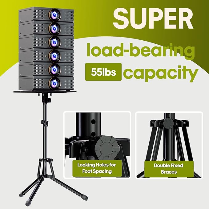 ORWOD Projector Stand Laptop Tripod - Portable Tripod Adjustable Height 20 to 60 Inch, Projector Stand with Gooseneck Phone Holder ＆ Mouse Tray, Laptop Floor Stand for Podium, Studio, DJ Racks