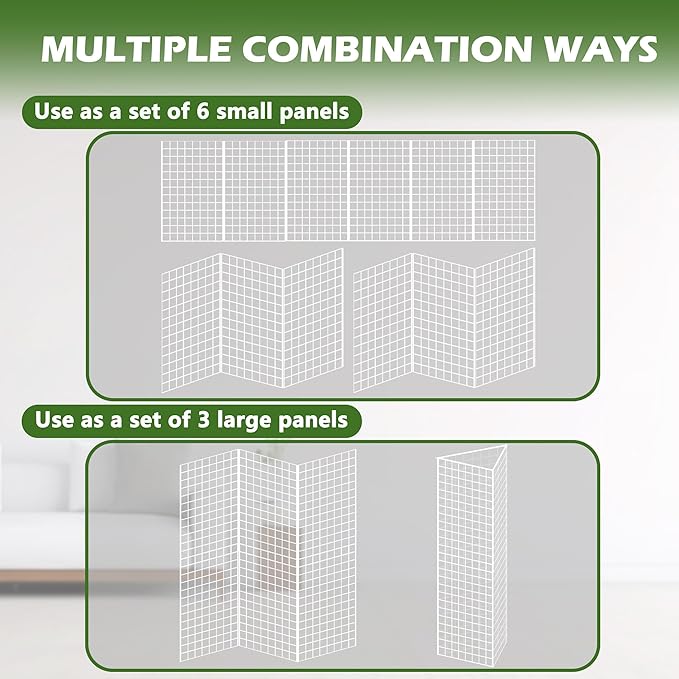 Koretech Grid Wall Panels 3 Pcs, Commercial Grade Gridwall Panels, Metal Grid Wall Panel Display Stand, You Can DIY 6 Pack 2'x3' or 3 Pack 2'x6', White