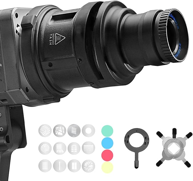 Alluneitter S-80LED Bowens Mount Optical Snoot Designed Exclusively for LED Lights, 90% Brighter Output with 38° Adjustable Focus Lens, Delivering Sharp and Crisp iamge for Photography, Studio Video