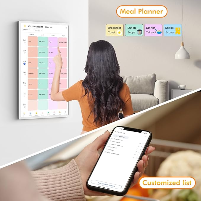 27 Inch Digital Calendar Chore Chart with Touchscreen - 1080P Full HD Interactive Display, Wall & Desk Mountable Family Planner, to-Do List & Meal Planner, Digital Picture Frame Gifts for Women Mom