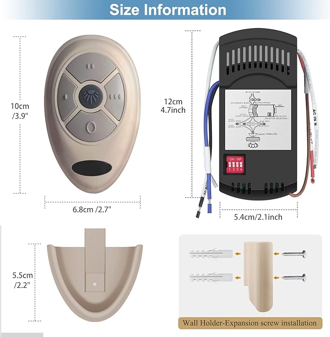 Universal Ceiling Fan Remote Control Kit Dimmable, Replacement for Hampton Bay, Hunter,Allen+Roth Kichler, FAN-28R L3HFAN35T1 FAN-35T1 L3HFAN35T FAN-35T KUJCE9603 UC7202T CHQ7202T