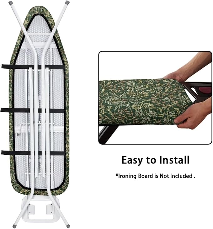 ZCFYGDX Breathable Ironing Board Cover Decor, Resist Scorching & Staining, 15x48 Wear & Soil Resistant Covers, Elastic Edges,3 Fasteners,Anti-Scorch Polyester Fabrics William Morris Prints