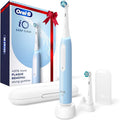 Oral-B iO Deep Clean Rechargeable Electric Powered Toothbrush, Icy Blue with iO Series 3 Limited, 2 Brush Heads and Travel Case - Pressure Sensor to Protect Gums - 3 Cleaning Settings - 2 Minute Timer