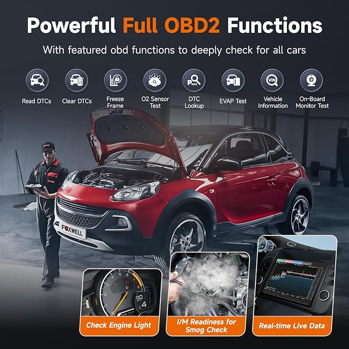 2026 FOXWELL NT624 Elite OBD2 Scanner Upgraded from NT614Elite & NT604Elite Code Reader, All-System OBD2 Scan Tool, 8 Advanced Reset Functions, AutoVIN, Live Data, Lifetime WiFi Free Updates
