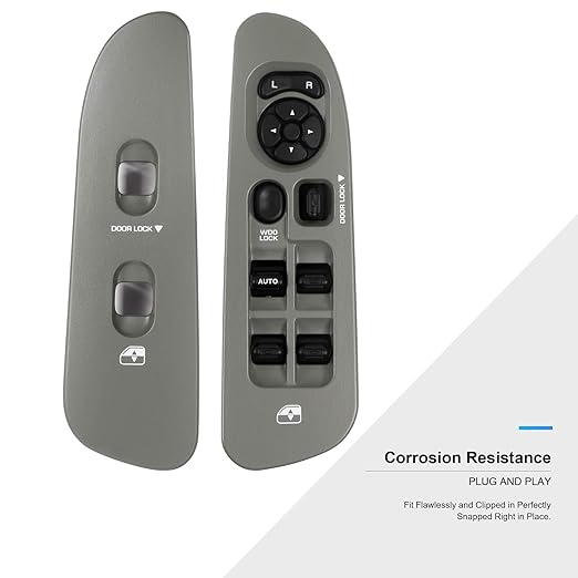 BASIKER Master Power Window Switch and Bezel Driver Side and Window Bezel Passenger Side Replacements for 2002-2010 Dodge Ram 1500 2500 3500, Grey
