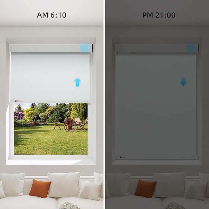 ZSTARR Motorized Smart Blind for Window,Automatic Blackout Roller Shade Compatible, with Remote Control, Child Safety Rechargeable Battery Blind with Valance,Customize (Cloud Colour)