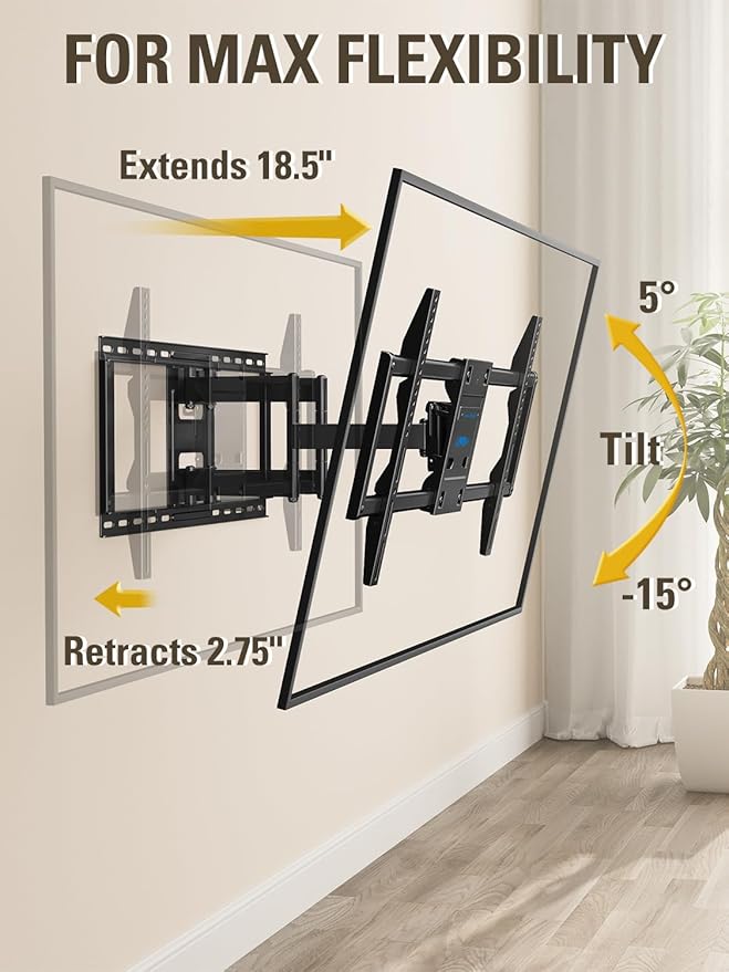 Mounting Dream TV Wall Mount TV Bracket for Most 42-90 Inch TV, Pre-Assembled Full Motion TV Mount with Articulating Arms, Max VESA 800x400mm 132 lbs. Loading, Fits 16", 18", 24" Studs, MD2298-XL