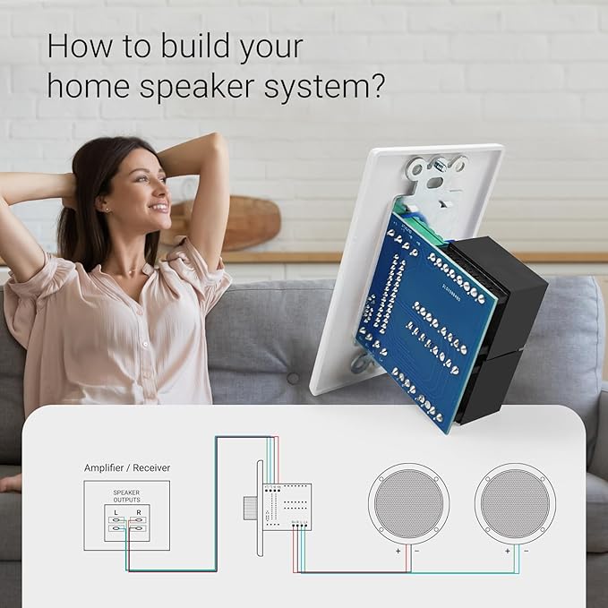 Herdio 100W Volume Control Knob for Speakers, Flush in Wall Volume Controller with 3 Independent Plate, Precise Sound Adjustment with 12-Position, Wide Compatibility for Home Audio Volume Adjustment