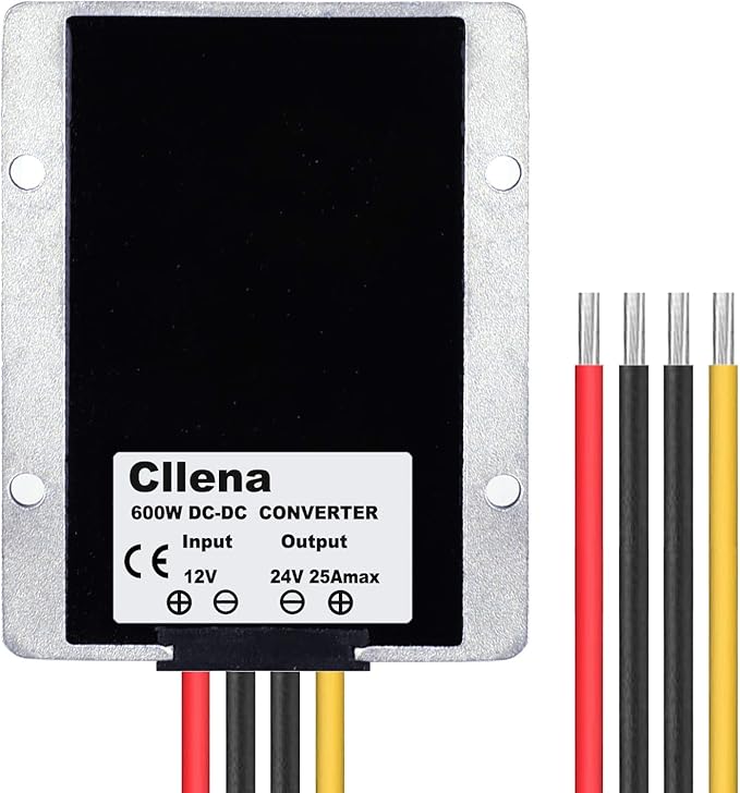 Cllena DC/DC 12V to 24V Boost Converter 25A 600W Step Up Voltage Regulator Module Car Power Supply Voltage Transformer (Input 10V-16V)