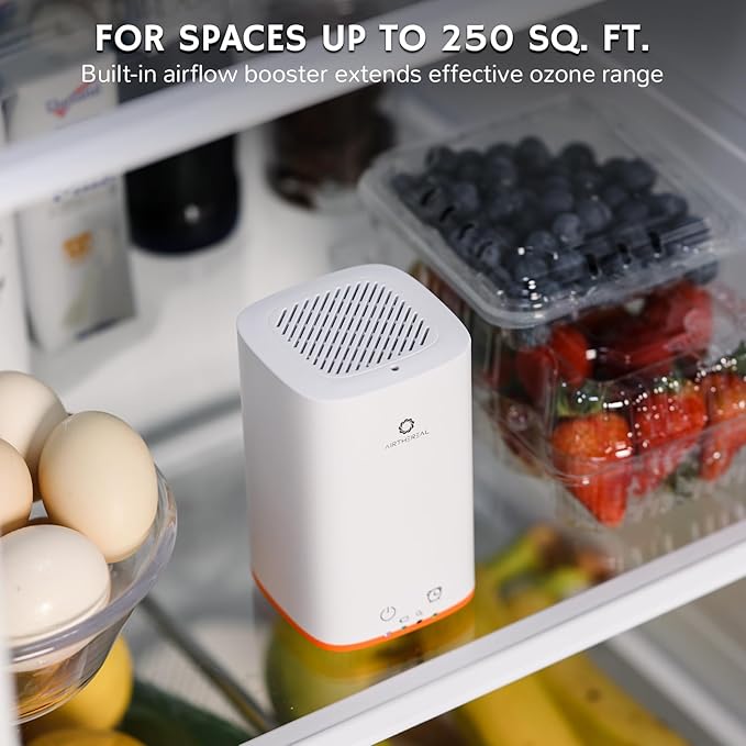 Airthereal Upgraded PA300-GO Portable Ozone Generator, Battery Powered, Odor Eliminator for Refrigerator, Car, Small Spaces, White