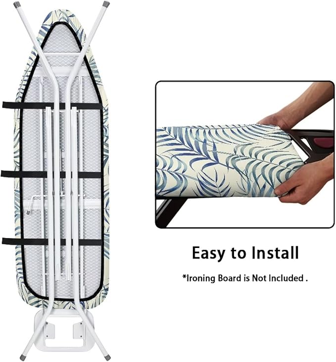 ZCFYGDX Easy Installation 15 x 48 Ironing Board Covers - Hawaiian Palm Leaf Print Elastic Edge & Nylon Buckle Straps Fasteners, Suitable for Most Iron Board, Stain Resistant Protective Cover
