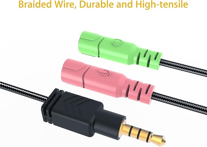MillSO Headset Adapter, 3.3 Feet 3.5mm Mic and Audio Headphone Splitter (TRRS Male to 2 TRS Female) CTIA 4 Pole Stereo Jack Y Cable for Dual-Plug Headset to PS4, Xbox One, Phone, Laptop, PC
