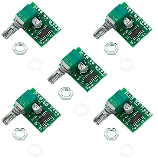 5PCS PAM8403 2x3W Class D Digital Amplifier Board - Ultra-Mini Power Amplifier Module with 2.5-5V Input USB Power Supply for Audio Speakers and Sound Systems (with Potentiometer)