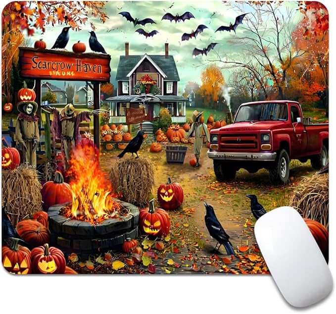 Halloween Pumpkin Lanterns Square Mouse pad, Texture, Waterproof, Anti Slip Rubber Base, Computer Mouse pad, Laptop Mouse pad