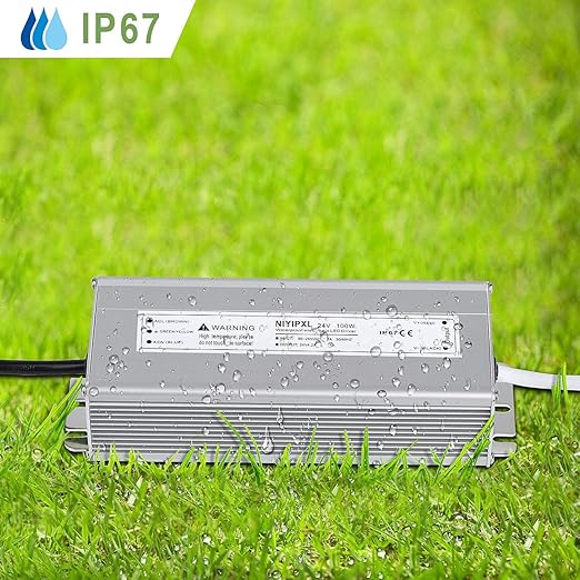 LED Driver 100 Watts 24V DC Low Voltage Transformer， Waterproof IP67 LED Power Supply, Adapter with 3-Prong Plug 3.3 Feet Cable for Any 24V DC led Lights, Computer Project, Outdoor Light