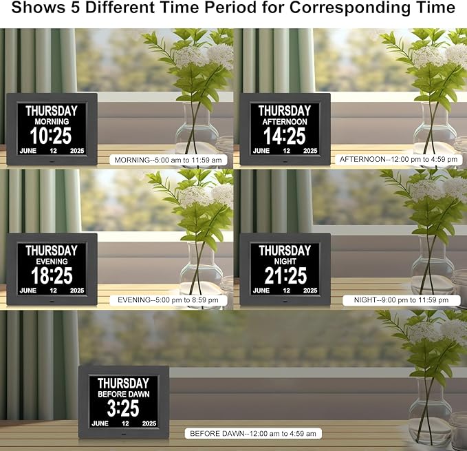 Jaihonda Clock with Date and Time for Elderly Dementia Clock for Seniors 12 Alram Option Large Display Large Number Digital Calendar Day Alzheimers Clocks for Seniors
