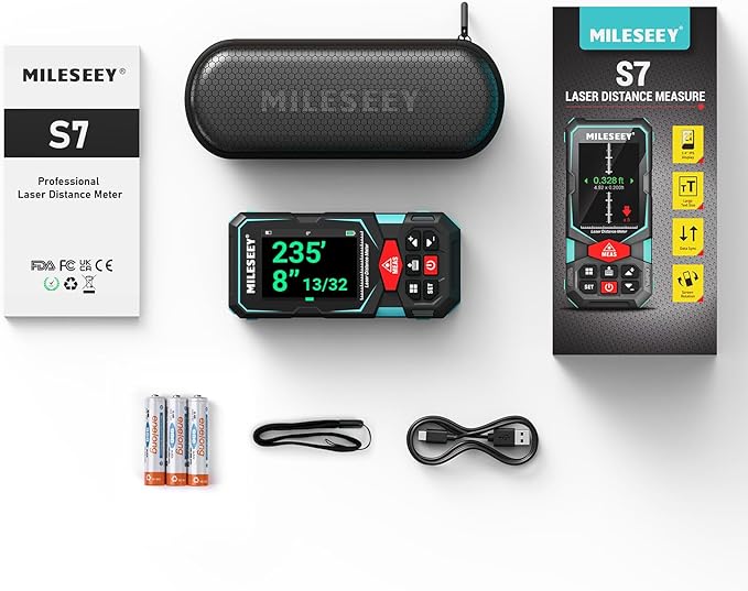 Laser Measurement Tool, MiLESEEY 330Ft Multifunctional Laser Measure with 2.4" Color Backlit Display, Rechargeable Laser Distance Meter with Angle Sensor, m/cm/mm/in/ft+in Measurement Unit