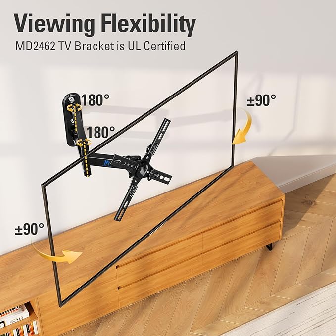 Mounting Dream Monitor Wall Mount for Most 17-39 Inch (Some up to 42 inch)，UL Listed TV Mount TV Bracket with Articulating Arms Tilt Swivel Extension Rotation, Up to VESA 200x200mm and 33 lbs, MD2462