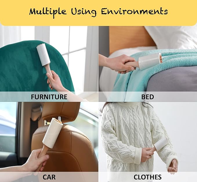 HapChron Extra Sticky Lint Roller Refills Only, Total 800 Easy Tear Sheets, Fits Most 3.9"-4" Standard Size Lint Roller with Inner Diameter at 1.5", Works Great On Pet Hair(Pack of 8)
