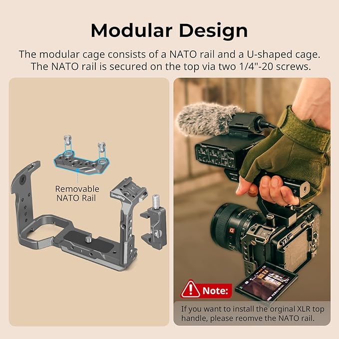 SmallRig FX3 / FX30 HawkLock Quick Release Camera Cage Kit for Sony with Cable Clamp, Bulit-in QR Cold Shoe NATO Rail/QR Plate for Arca, Modular Design Compatible with Original XLR Handle