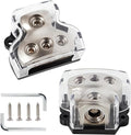 NuIth 2PCS 3 Way Zine-Alloy Power Distribution Block, 0/2/4 Gauge in 4/8 Gauge Out Auto Car Audio Distribution Connecting Block, 3 Way Ground Distribution Block for Audio Amplifier Splitter