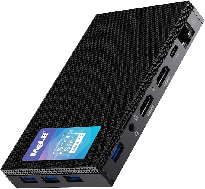 MeLE Fanless Mini PC Quieter3Q 11th Gen N5100 8GB 256GB, Micro Computer WiFi 5 Small Desktop Service with USB-C PD, Gigabit Ethernet, Dual HDMI 4K, Auto Power on, PXE Support M.2 SSD