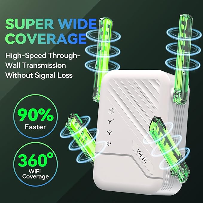 2026 Best WiFi Extender Signal Booster, Internet Extender Covers Up to 13389 Sq.ft for Home, Long Range WiFi Repeater with Ethernet Port, Wireless Router Amplifier Easy Setup,Wide Compatibility