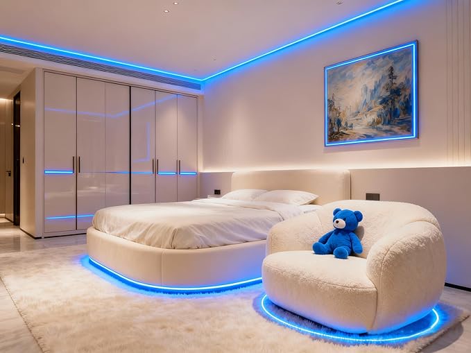 Aalnfe Blue Led Lights Strip Indoor Rope Lights Easy DIY Cuttable Strip Lights for Fish Tank Bar Room Bathroom Living Room Kitchen Ceiling Wall Vanity Mirror Decor