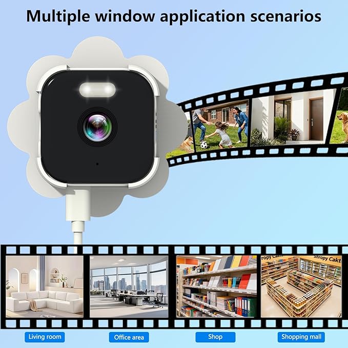 2.5K Window Camera, 5GHz & 2.4GHz Window Security Cameras with Color Night Vision, WiFi Camera with Motion Detection, Continuous Recording, Spotlight Siren, Real-Time Alerts, 2-Way Audio (White)