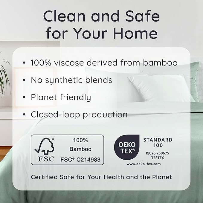 Bambaw King Sheet Set 6pcs – 100% Viscose Derived from Bamboo Sheets King Size Deep Pocket, Fits Up to 16'' with Elastic Corner Straps, Soft Cooling Sheets for Hot Sleepers (Sea Glass)