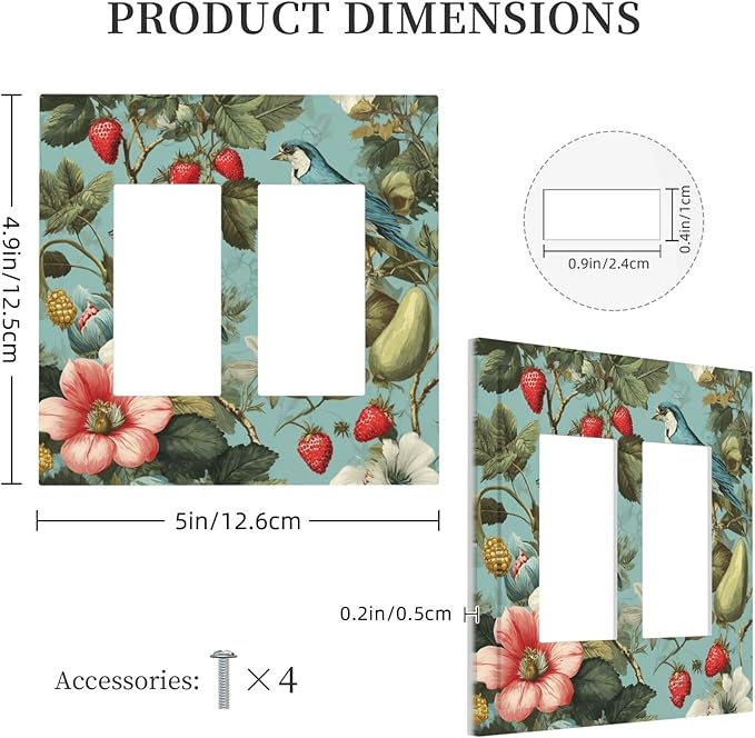 Bvtewkhz William Morris Flower 2 Gang Double Rocker Wall Plate Cover Decorative Light Switch Covers Electrical Faceplate Switch Plates for Bathroom Kitchen Home