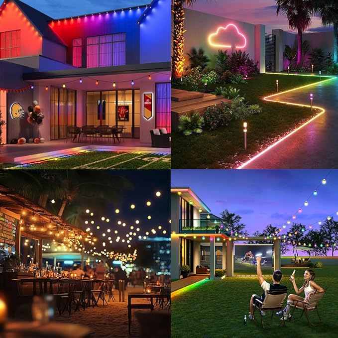 WeGoIOT Waterproof ESP32 WLED Controller with Mic, Project for Pool Boat Landscape Outdoor Lights IP65 Dynamic RGB IC DIY Lighting WiFi APP Control for WS2812B DC5-24V RGBW LED Controller (2 Channel)