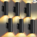 RIDALUX Outdoor Wall Lights Porch Sconce: 6 Pack LED Cylinder Up Down Wall Lights - Exterior Light Fixture for Patio House