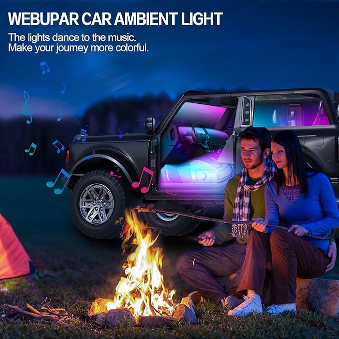 Dreamcolor Interior Car Lights, WEBUPAR Car Accessories 6 in 1 Car LED Strip Lights with APP Control and 213 Modes, 175 inches 593 LEDs Acrylic Fiber Optic Lights, RGB Neon Car Lighting