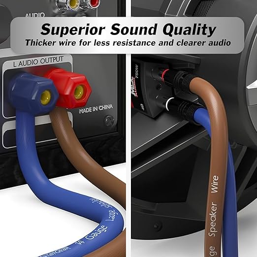 InstallGear 14 Gauge Speaker Wire Cable (500ft), 14 AWG Speaker Wire Cable, True Spec Soft Touch Cables - Use for Car Speakers Stereos, Home Theater Speakers, Surround Sound, Radio Wiring