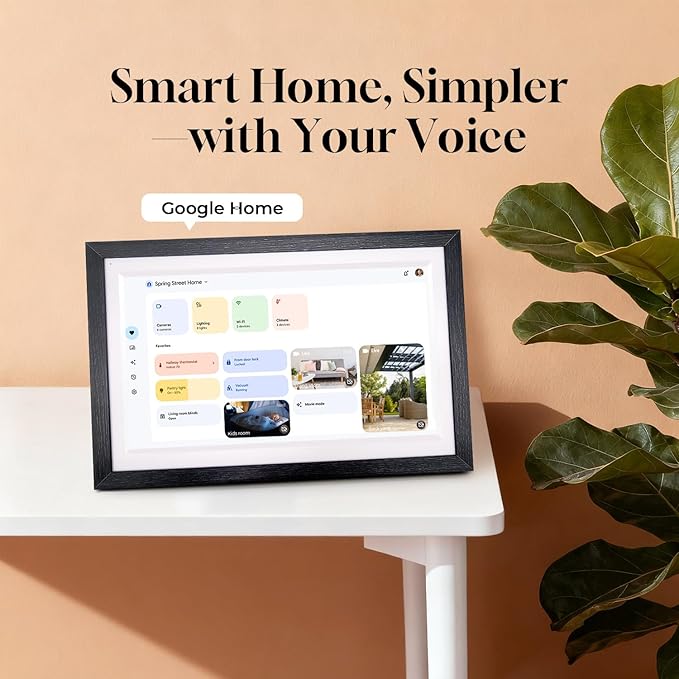 15.6" Digital Google Calendar+Pen,No Subscription|All-in-one Smart Display:Photo Frame,Google Play Apps,Voice Assistant,Home Hub,Streaming|Built-in Battery|Wall&Desk|Anti-Glare Touchscreen|Walnut Wood