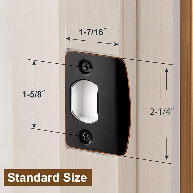 MOSECYOU Standard Door Lock Strike Plate with Spacer Shim, Oil Rubbed Bronze, Door Latch Restorer, Universal Security Striker, Repair Kits to Fix Door Won’t Latch Close