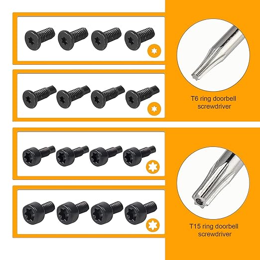Replacement Ring Doorbell Screwdriver + 20Pcs Doorbell Screws & Charger Charging Cable Cord for Video Doorbell, Video Doorbell 2nd generation 3 and Pro & Elite Ring Doorbell Security Screw (Orange)