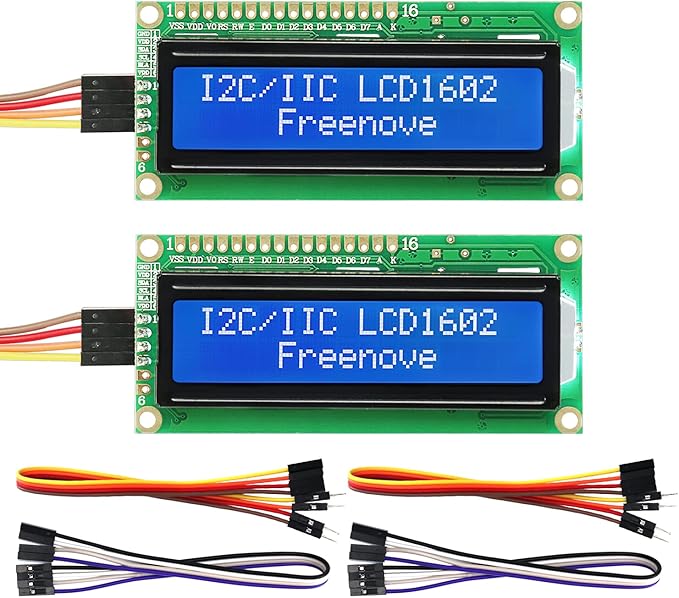 FREENOVE I2C IIC LCD 1602 Module (2 Pack), New Type TWI Serial 16x2 Display, Compatible with Arduino Raspberry Pi Pico ESP32 ESP8266